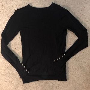 Black Sweater with Pearl Cuff Links